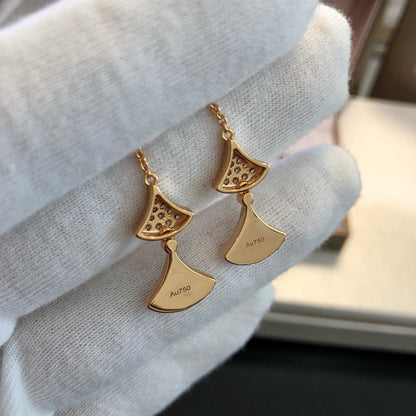 [⭐Luxery]DREAM EARRINGS 3 MOTIFS DIAMOND MOP PINK GOLD