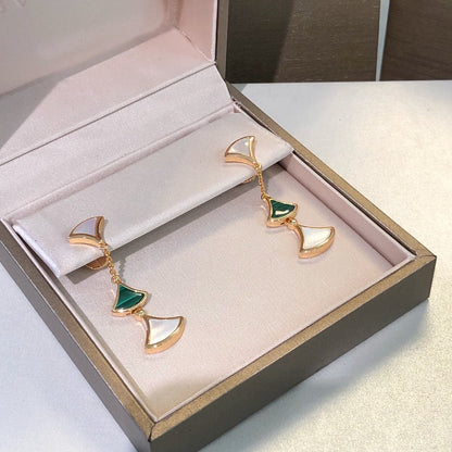[⭐Luxery]DREAM EARRINGS 3 MOTIFS MALACHITE MOP PINK GOLD