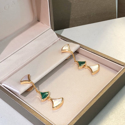 [⭐Luxery]DREAM EARRINGS 3 MOTIFS MALACHITE MOP PINK GOLD