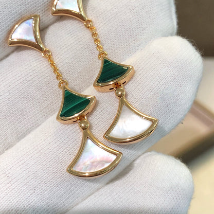 [⭐Luxery]DREAM EARRINGS 3 MOTIFS MALACHITE MOP PINK GOLD