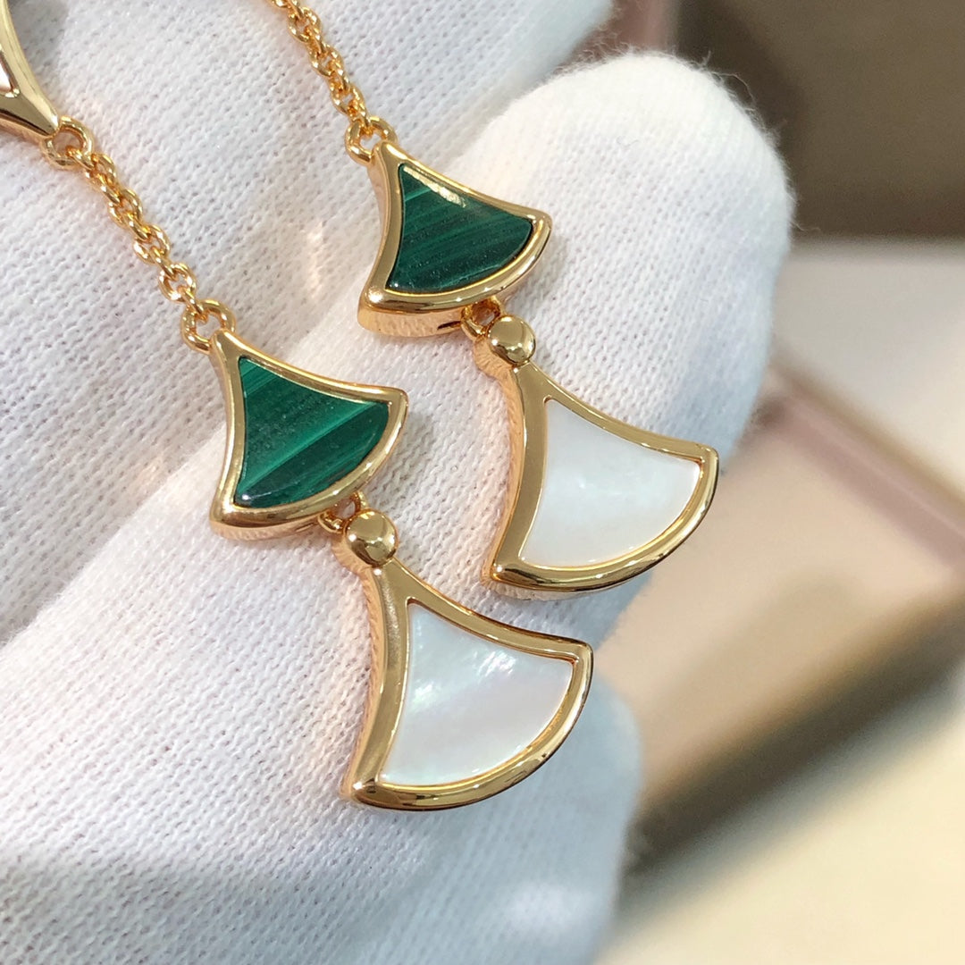 [⭐Luxery]DREAM EARRINGS 3 MOTIFS MALACHITE MOP PINK GOLD