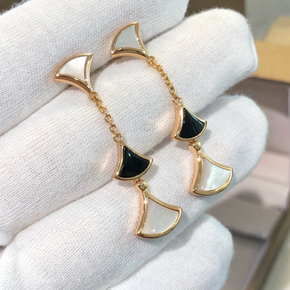 [⭐Luxery]DREAM EARRINGS 3 MOTIFS ONYX MOP PINK GOLD