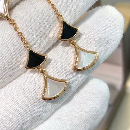 [⭐Luxery]DREAM EARRINGS 3 MOTIFS ONYX MOP PINK GOLD