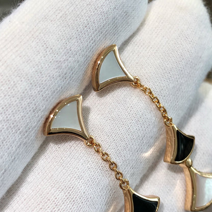[⭐Luxery]DREAM EARRINGS 3 MOTIFS ONYX MOP PINK GOLD