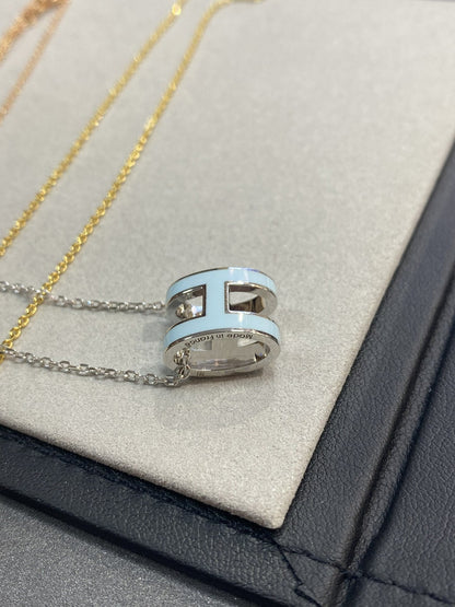[⭐Luxery]POP H LIGHT BLUE NECKLACE