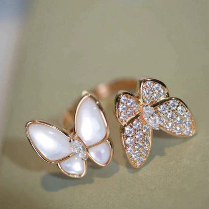 [⭐Luxery]TWIN BUTTERFLY DIAMOND MOP RING