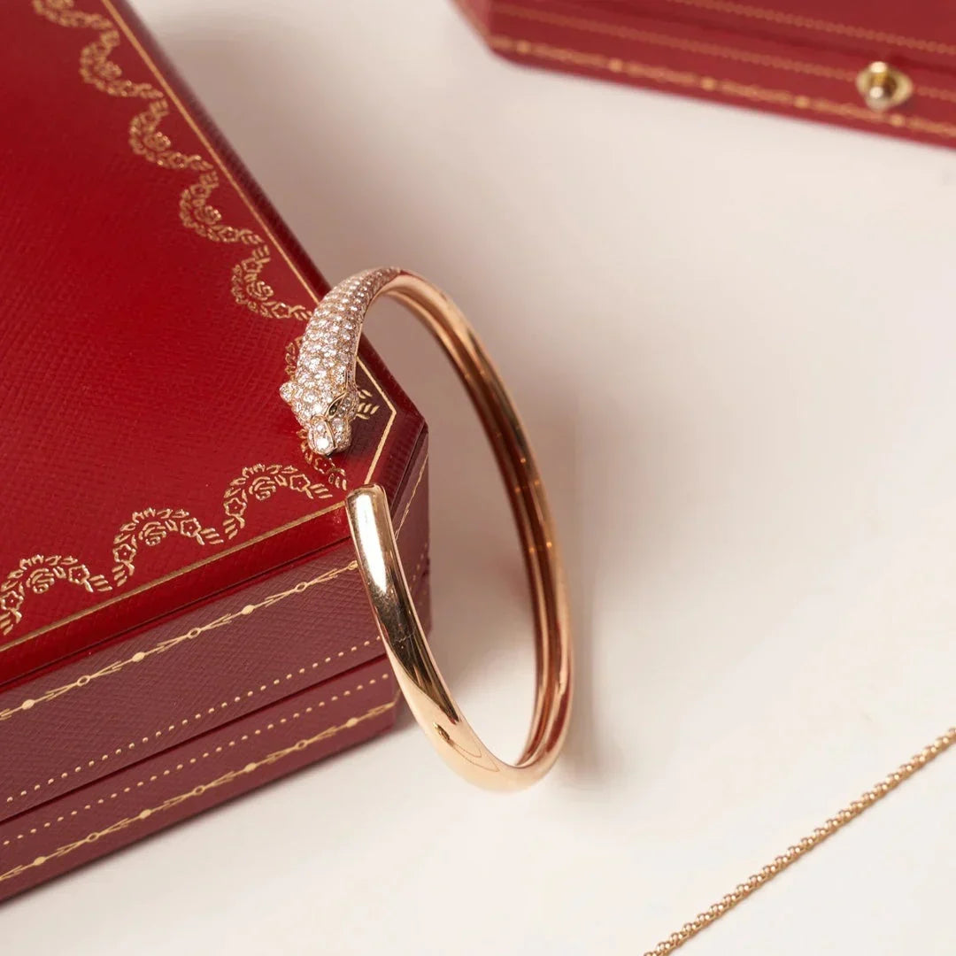 [⭐Luxery]PANTHERE HALF DIAMOND OPEN BRACELET