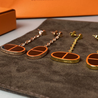 [⭐Luxery]CHAINE VERSO BLACK CERAMIC EARRINGS