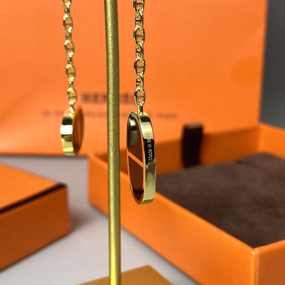 [⭐Luxery]CHAINE VERSO BLACK CERAMIC EARRINGS