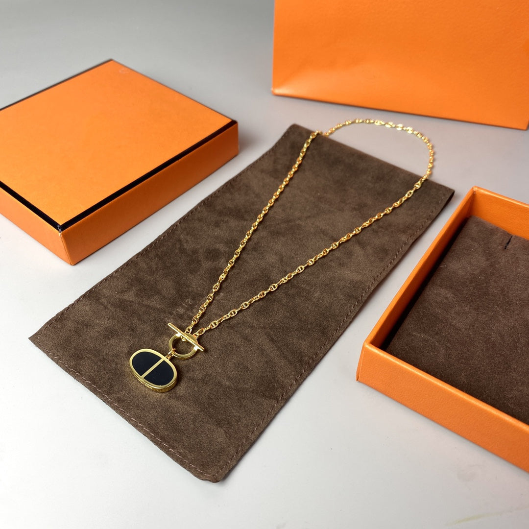 [⭐Luxery]CHAINE VERSO BLACK CERAMIC NECKLACE