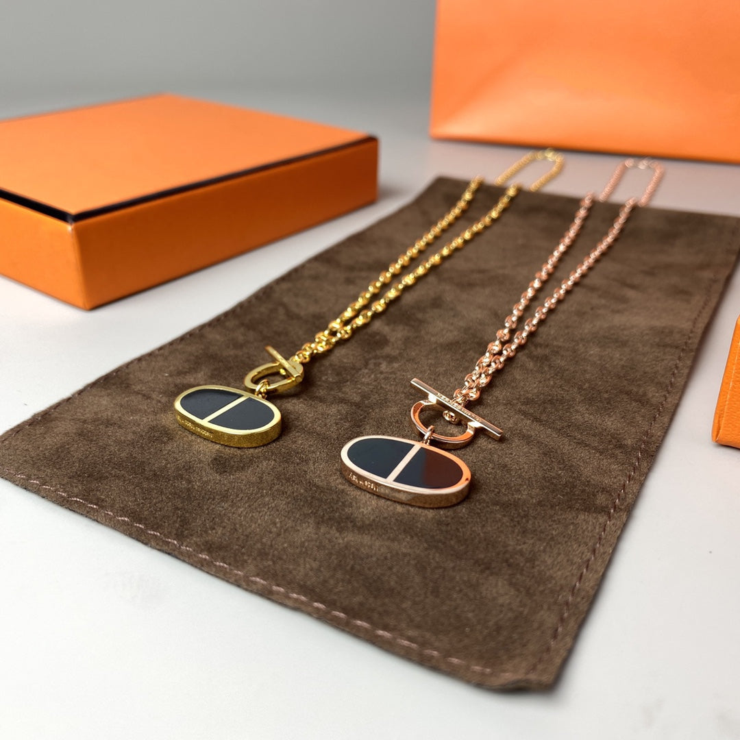 [⭐Luxery]CHAINE VERSO BLACK CERAMIC NECKLACE