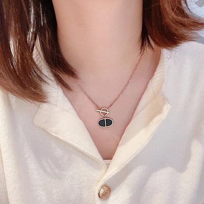 [⭐Luxery]CHAINE VERSO BLACK CERAMIC NECKLACE