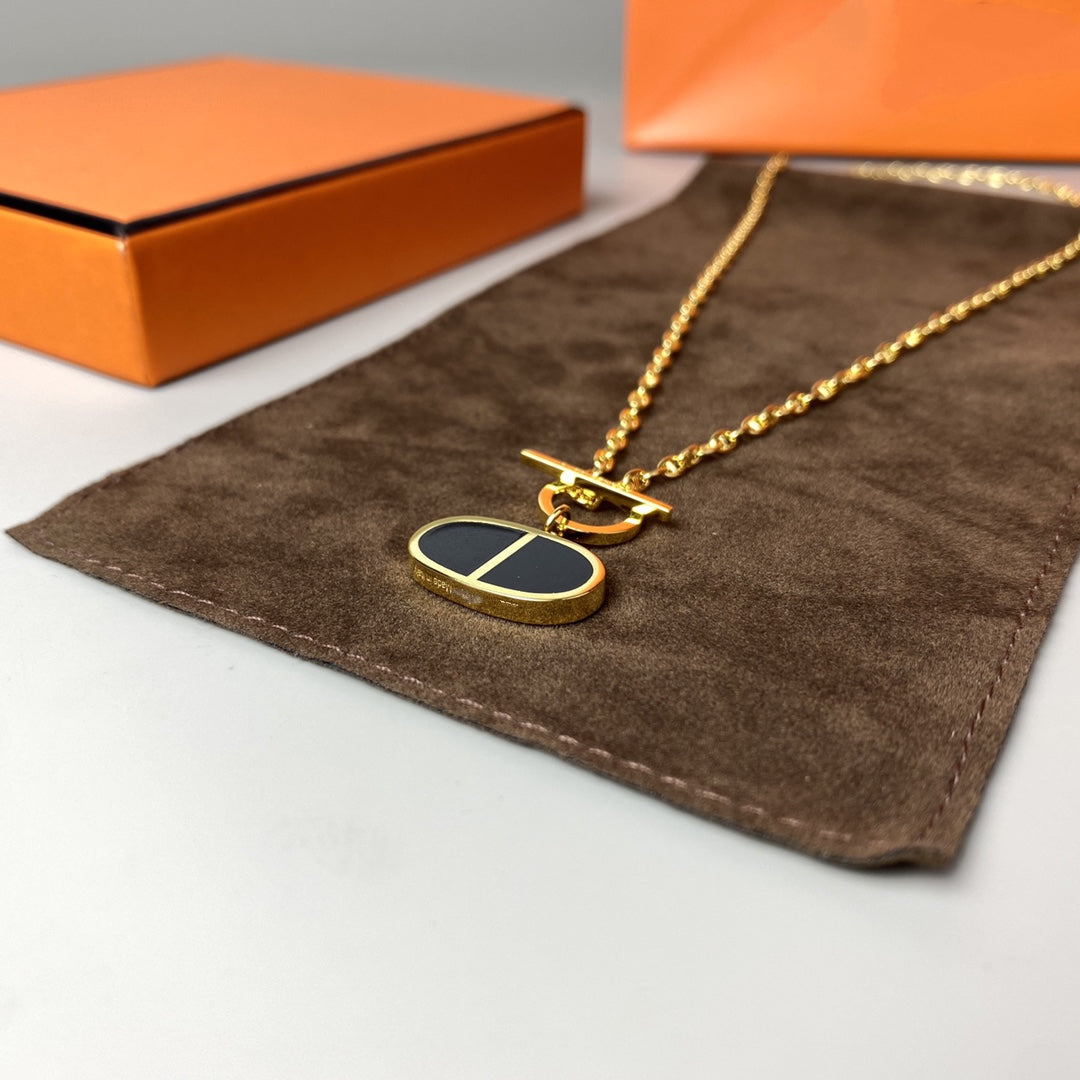 [⭐Luxery]CHAINE VERSO BLACK CERAMIC NECKLACE
