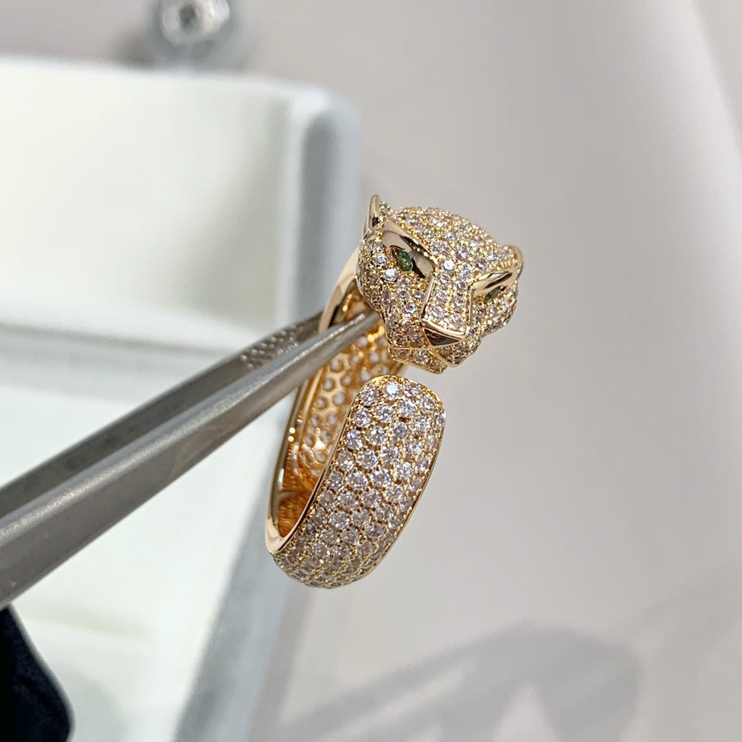 [⭐Luxery]PANTHERE PINK GOLD DIAMOND RING