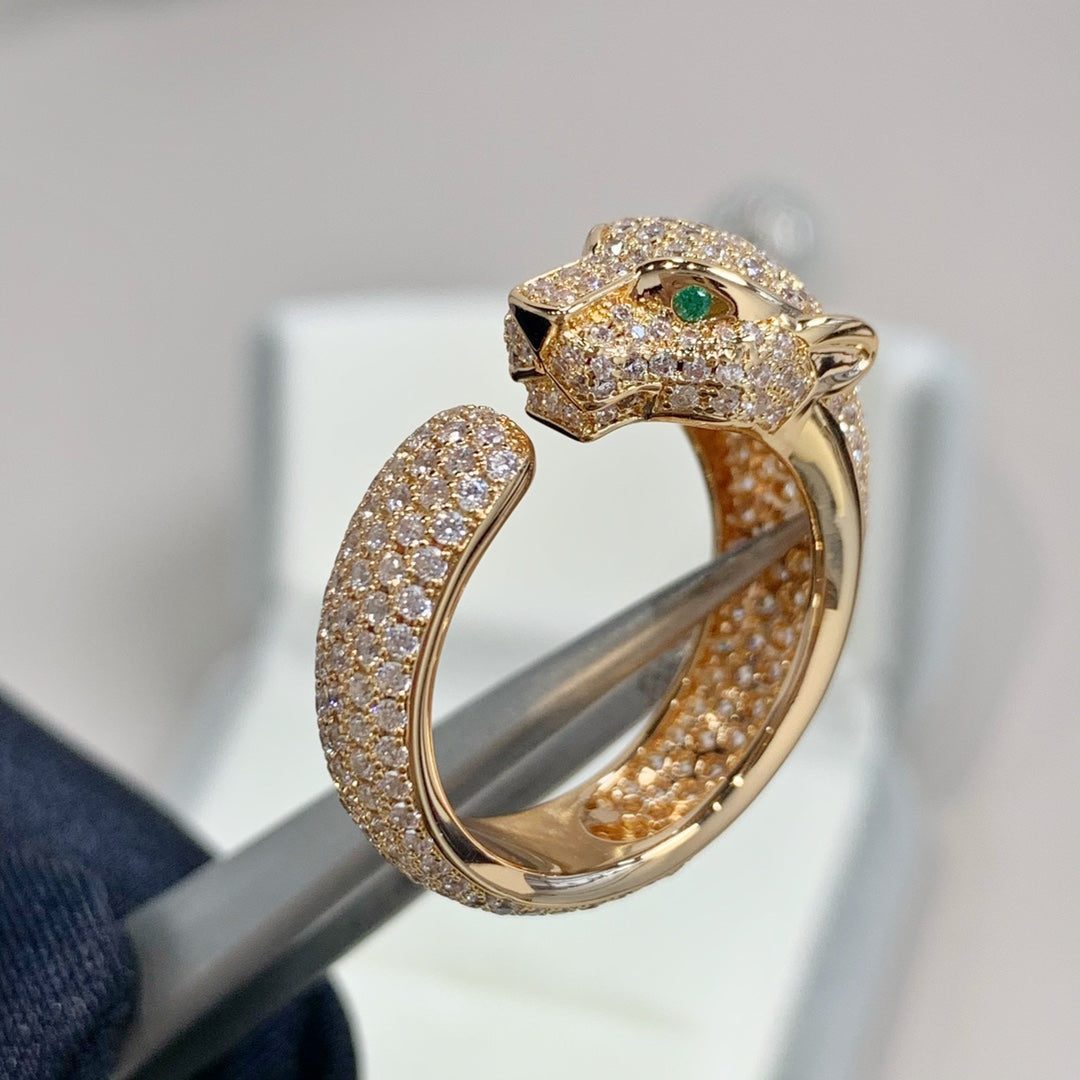 [⭐Luxery]PANTHERE PINK GOLD DIAMOND RING