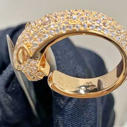 [⭐Luxery]PANTHERE PINK GOLD DIAMOND RING