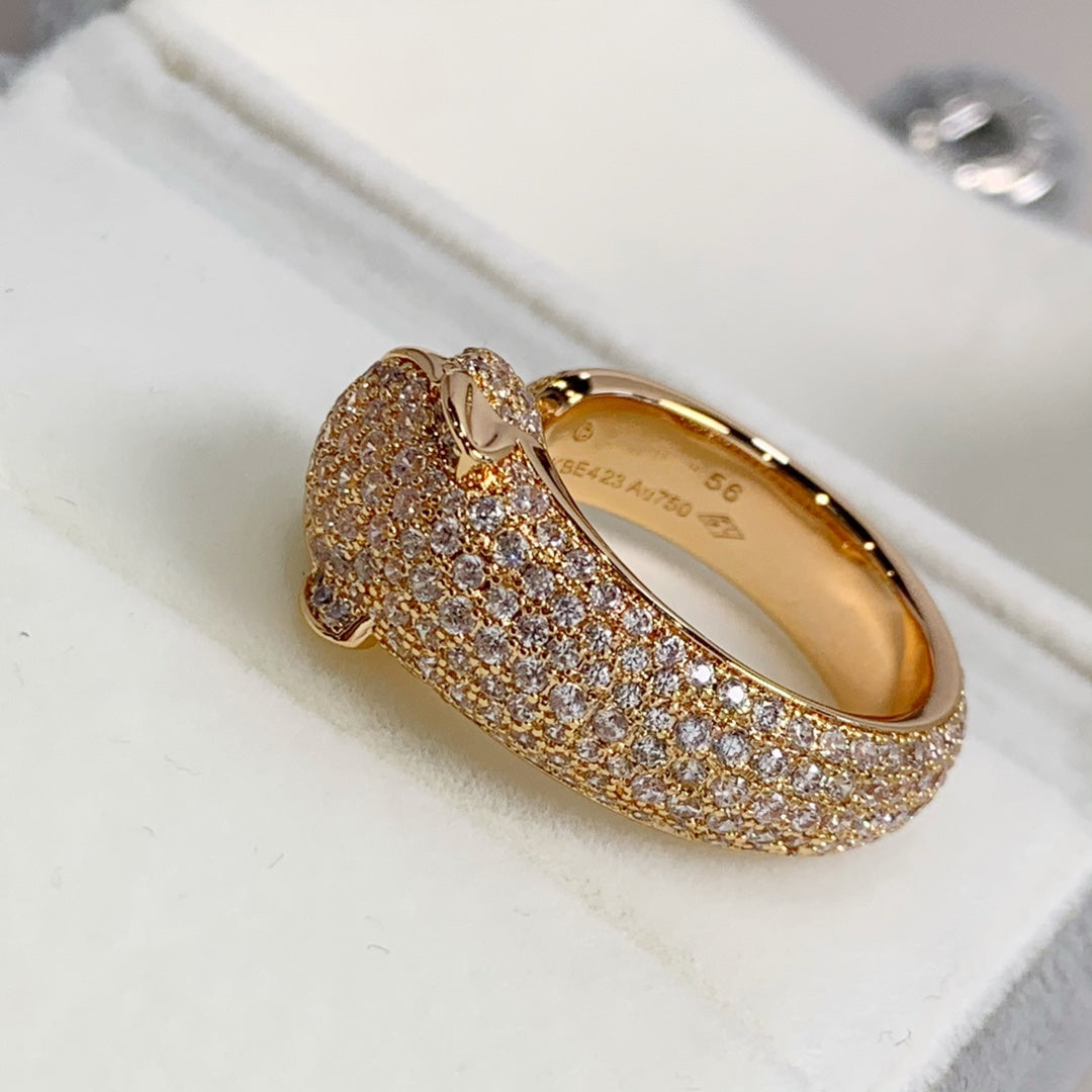 [⭐Luxery]PANTHERE PINK GOLD DIAMOND RING