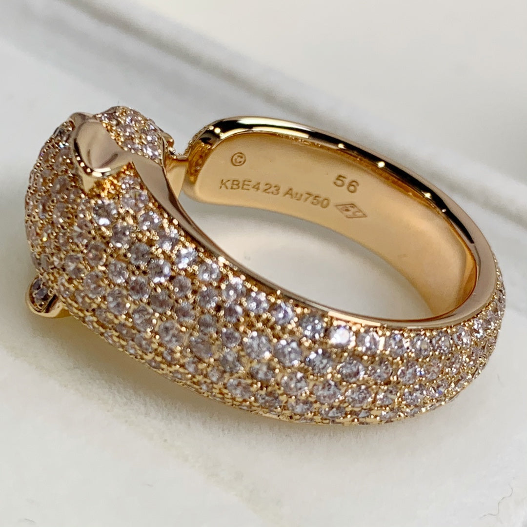 [⭐Luxery]PANTHERE PINK GOLD DIAMOND RING