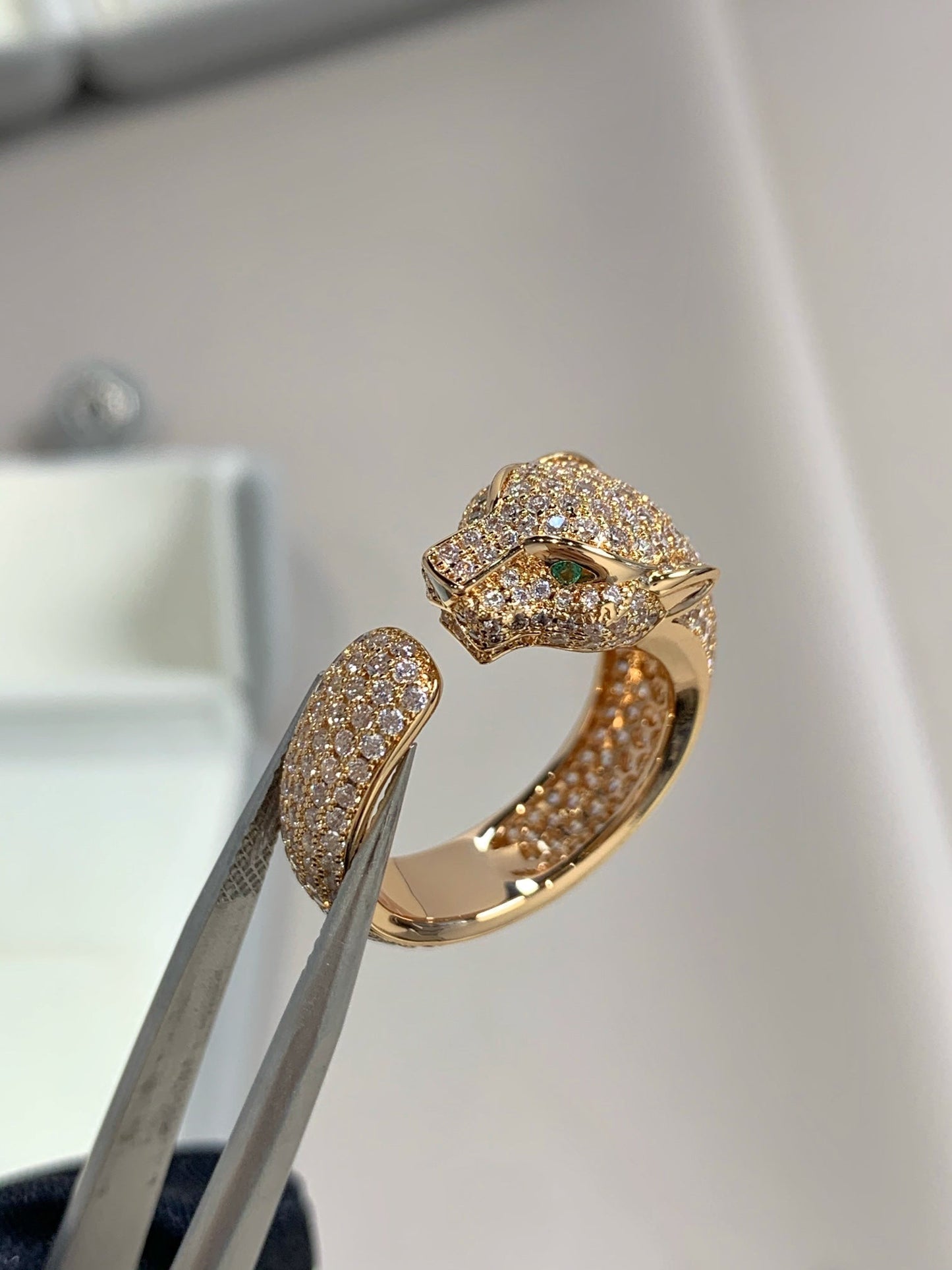 [⭐Luxery]PANTHERE PINK GOLD DIAMOND RING