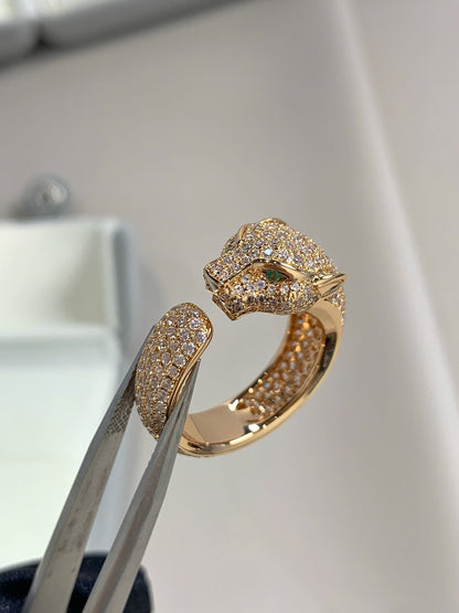 [⭐Luxery]PANTHERE PINK GOLD DIAMOND RING