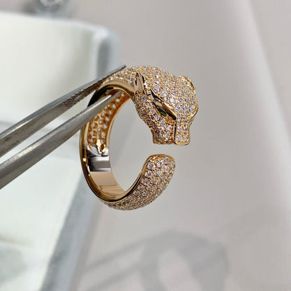 [⭐Luxery]PANTHERE PINK GOLD DIAMOND RING
