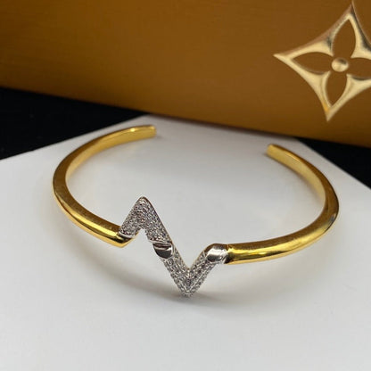 [⭐Luxery]VOLTE UPSITE DOWN DIAMOND GOLD OPEN BRACELET
