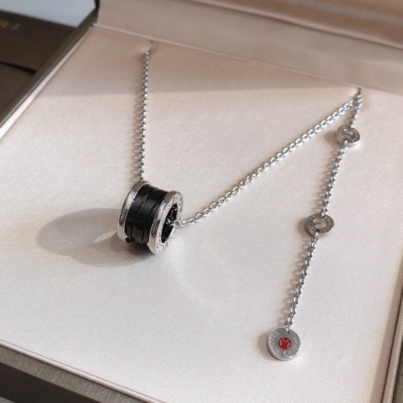 [⭐Luxery]ZERO 1 BLACK CERAMIC SILVER NECKLACE