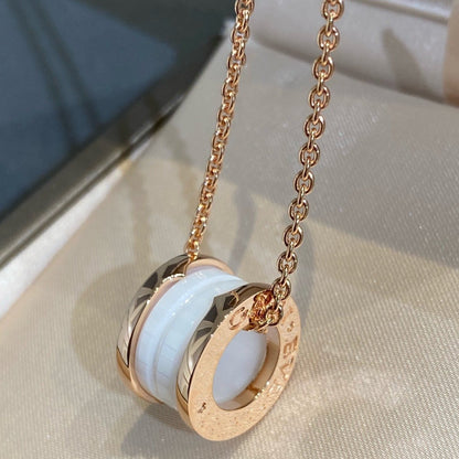 [⭐Luxery]ZERO 1 WHITE CERAMIC PINK GOLD NECKLACE