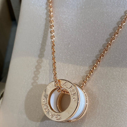 [⭐Luxery]ZERO 1 WHITE CERAMIC PINK GOLD NECKLACE