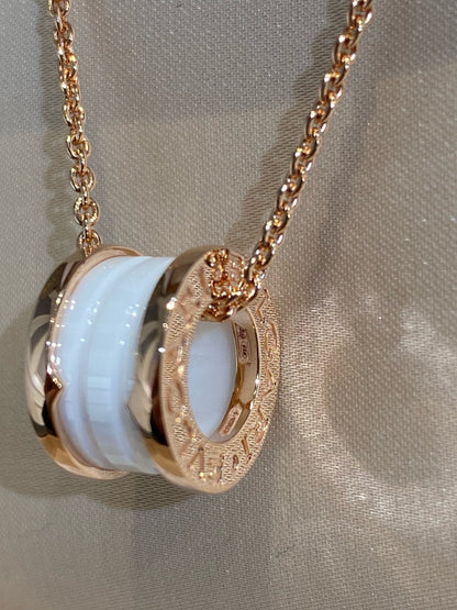 [⭐Luxery]ZERO 1 WHITE CERAMIC PINK GOLD NECKLACE