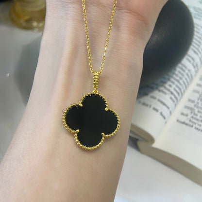 [⭐Luxery]CLOVER 25MM NECKLACE GOLD ONYX