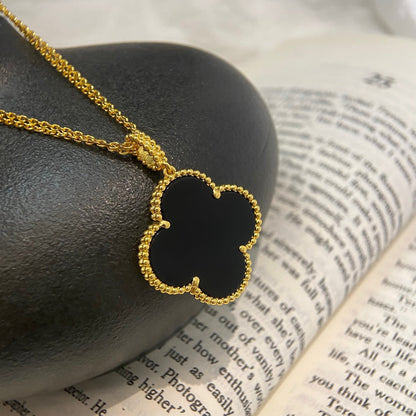 [⭐Luxery]CLOVER 25MM NECKLACE GOLD ONYX