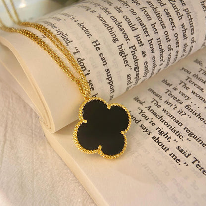 [⭐Luxery]CLOVER 25MM NECKLACE GOLD ONYX