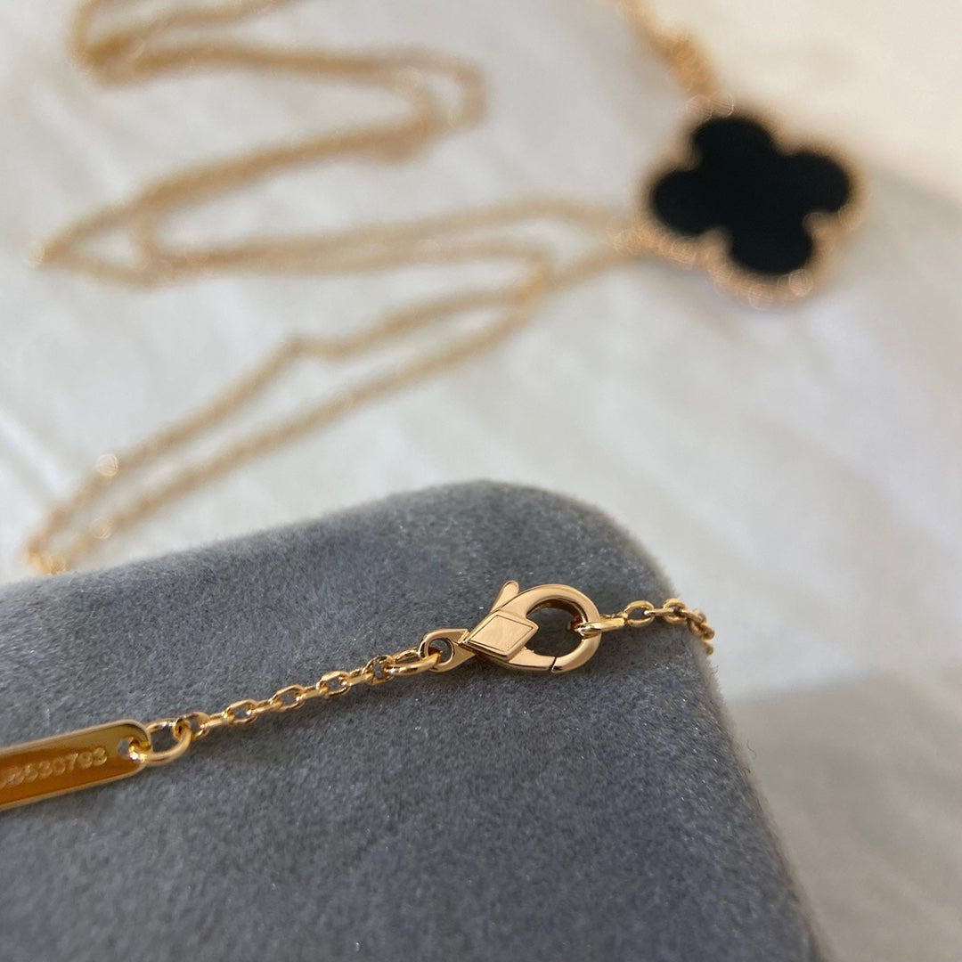 [⭐Luxery]CLOVER 25MM NECKLACE GOLD ONYX