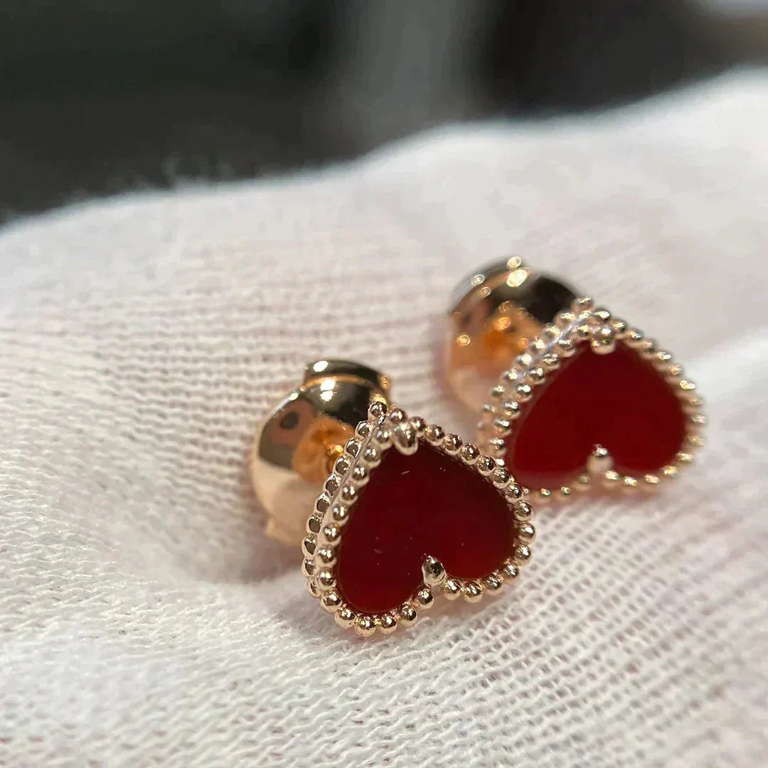 [⭐Luxery]HEART CARNELIAN STUD EARRINGS