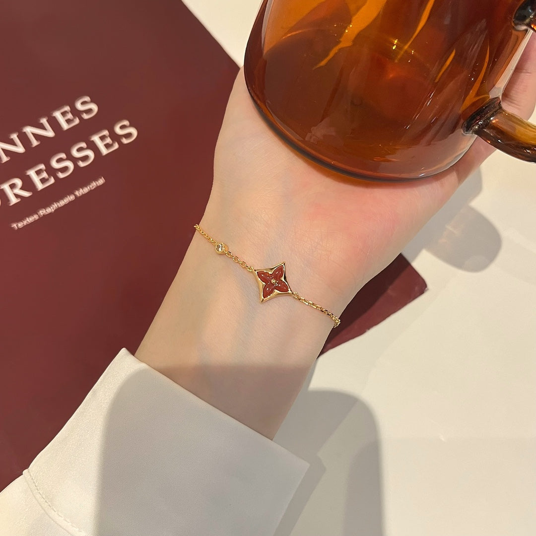[⭐Luxery]COLOR STAR CARNELIAN PINK GOLD DIAMOND BRACELET