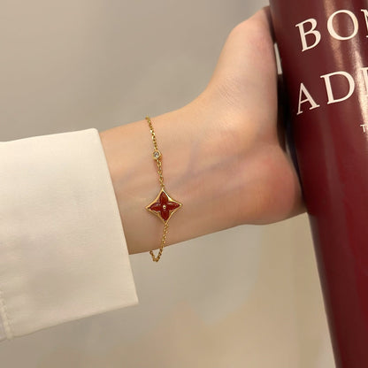 [⭐Luxery]COLOR STAR CARNELIAN PINK GOLD DIAMOND BRACELET