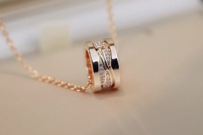 [⭐Luxery]ZERO 1 PINK GOLD DIAMOND NECKLACE