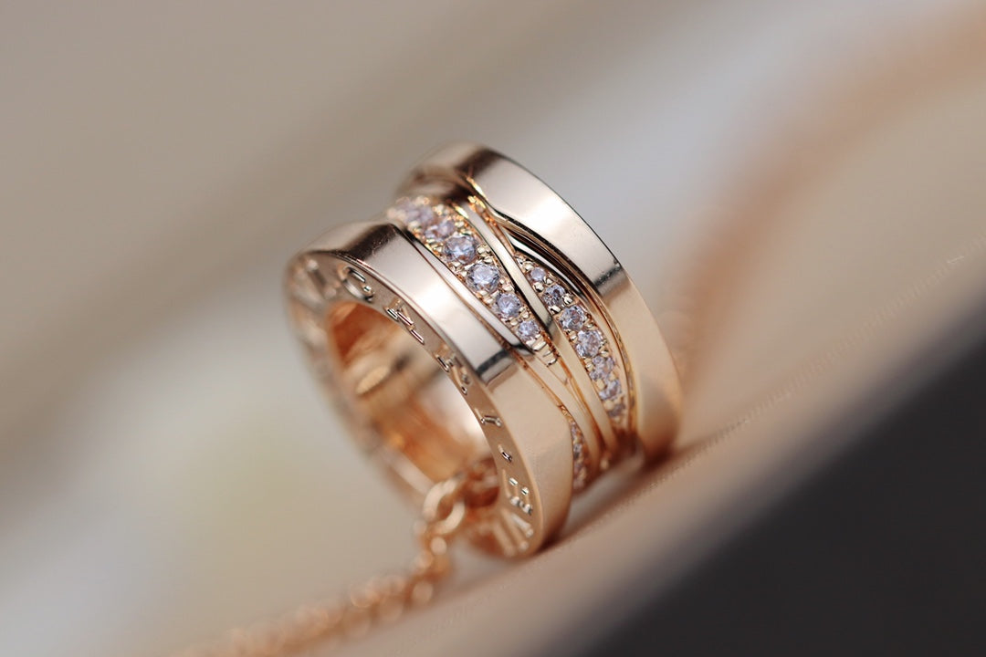 [⭐Luxery]ZERO 1 PINK GOLD DIAMOND NECKLACE