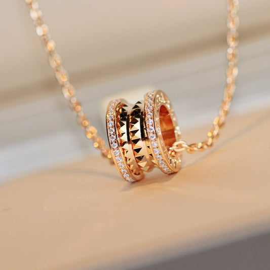 [⭐Luxery]ZERO 1 ROCK PEDANT PINK GOLD NECKLACE