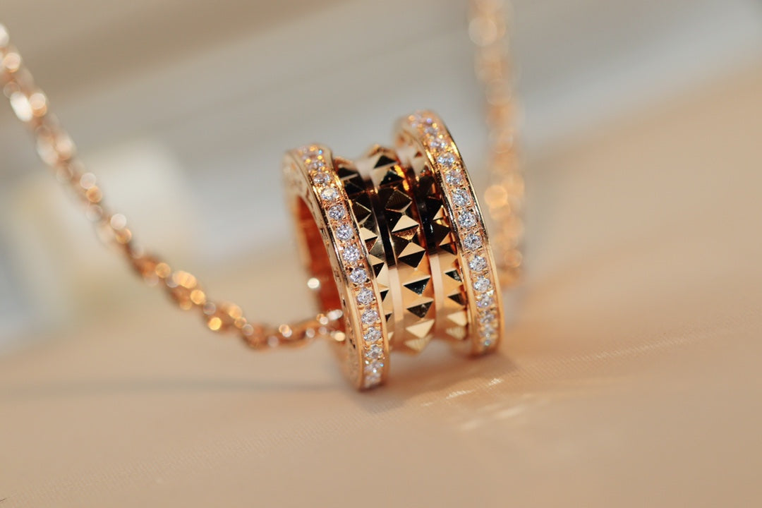 [⭐Luxery]ZERO 1 ROCK PEDANT PINK GOLD NECKLACE