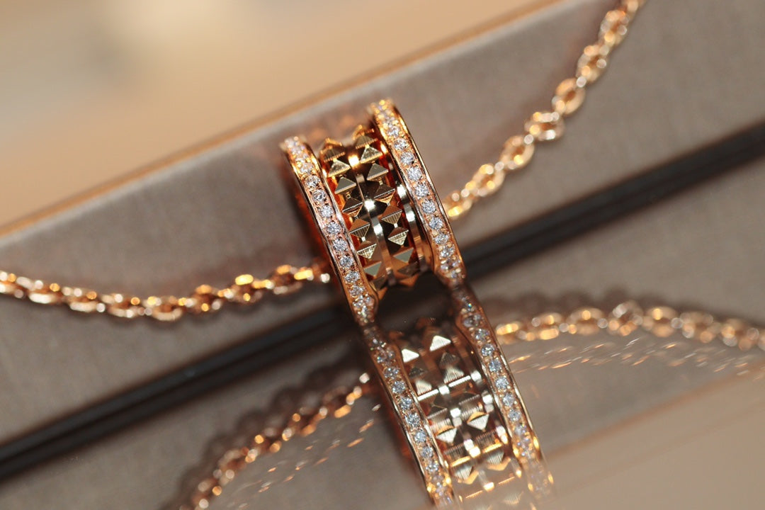 [⭐Luxery]ZERO 1 ROCK PEDANT PINK GOLD NECKLACE