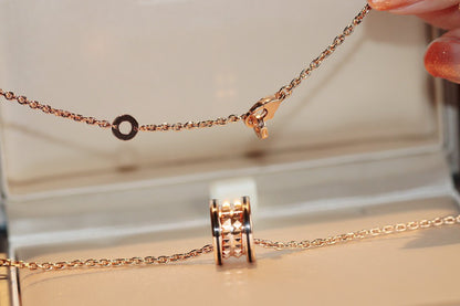 [⭐Luxery]ZERO 1 ROCK PEDANT PINK GOLD BLACK NECKLACE