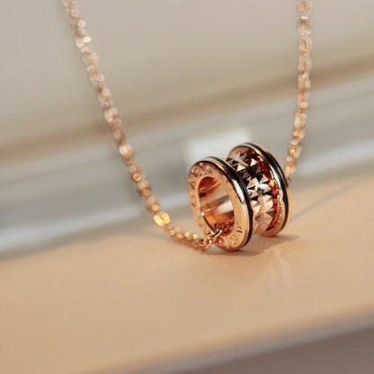 [⭐Luxery]ZERO 1 ROCK PEDANT PINK GOLD BLACK NECKLACE