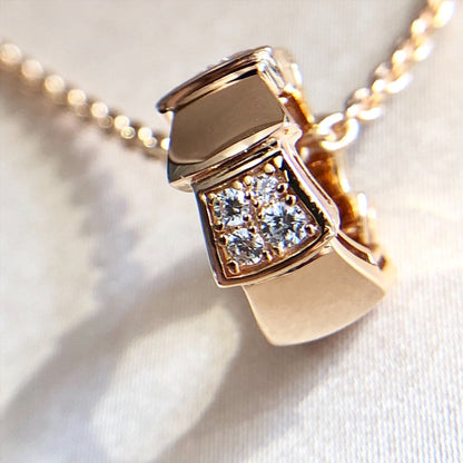 [⭐Luxery]SERPENTI PEDANT DIAMOND PINK GOLD NECKLACE