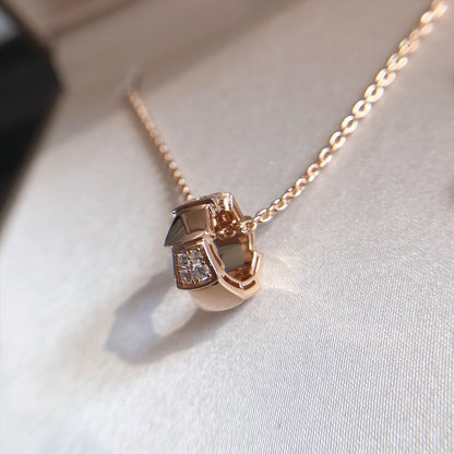 [⭐Luxery]SERPENTI PEDANT DIAMOND PINK GOLD NECKLACE