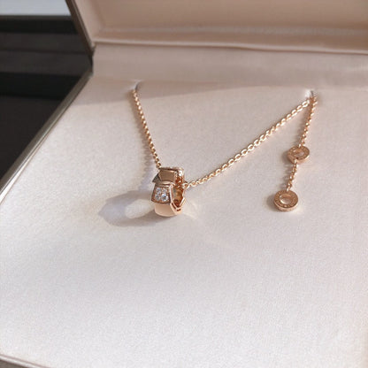 [⭐Luxery]SERPENTI PEDANT DIAMOND PINK GOLD NECKLACE