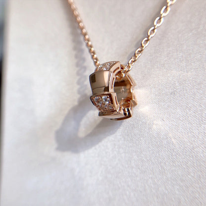[⭐Luxery]SERPENTI PEDANT DIAMOND PINK GOLD NECKLACE