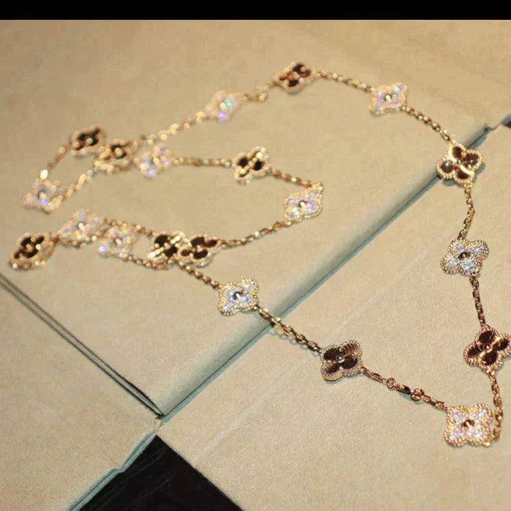 [⭐Luxery]CLOVER 20 MOTIFS LASER DIAMOND NECKLACE
