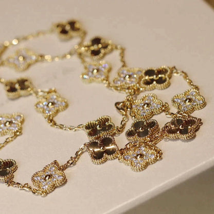 [⭐Luxery]CLOVER 20 MOTIFS LASER DIAMOND NECKLACE